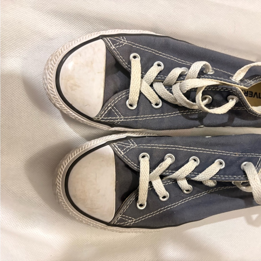 Blue low top Converse Canvas Sneakers with White Laces